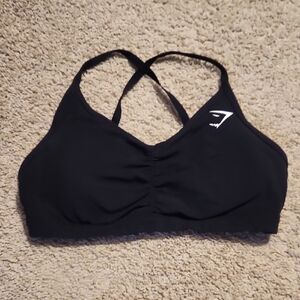 Gymshark Black Sports Bra with White Logo